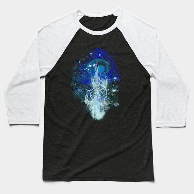 dancing with fireflies - blue version Baseball T-Shirt by kharmazero